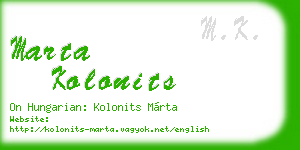 marta kolonits business card