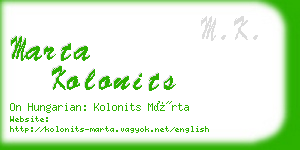 marta kolonits business card